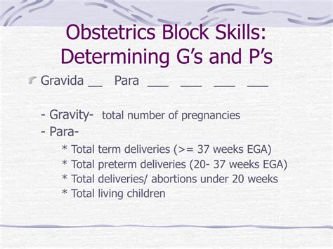 g's and p's obgyn.